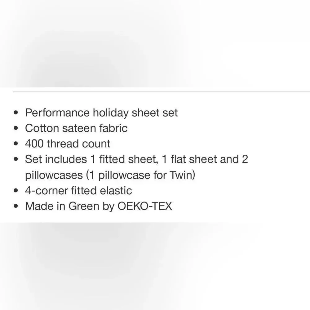 New Full 400 Thread Ct Christmas Holiday Performance Sheet Set Winter Threshold